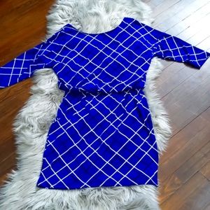 Blue reversible front to back scoop neck dress